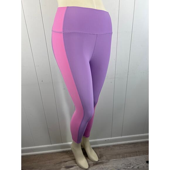WILO The Label Ribbed Color block Pink and Purple High Rise Leggings Size M - Picture 1 of 6
